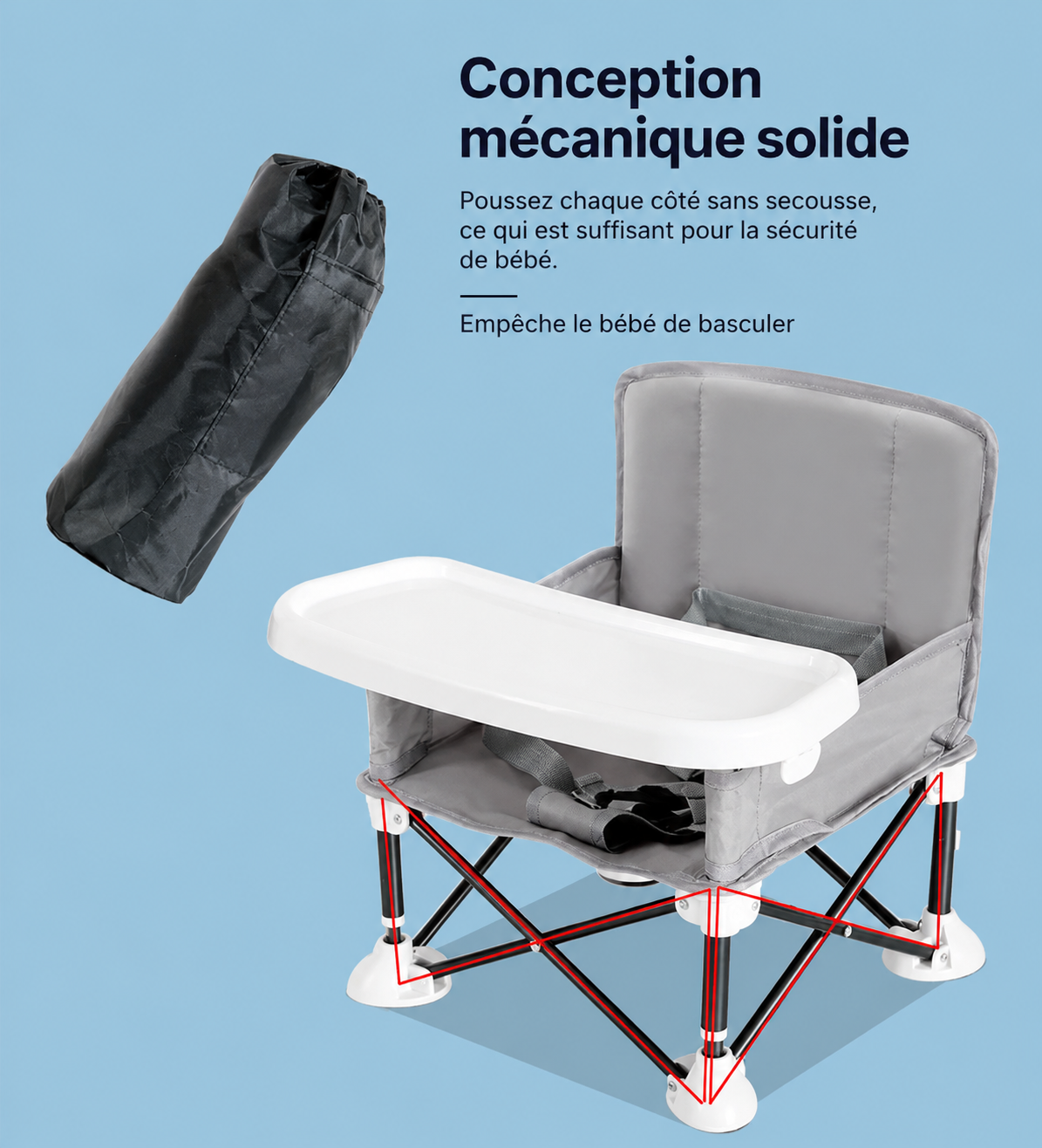 Chaise Bébé Portable Pliable avec Tablette