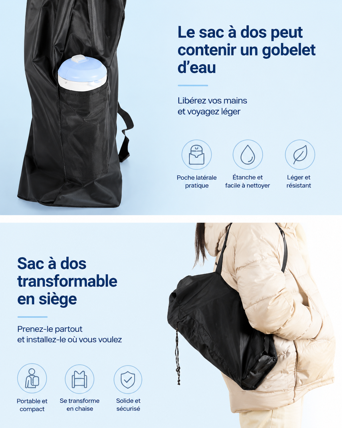 Chaise Bébé Portable Pliable avec Tablette