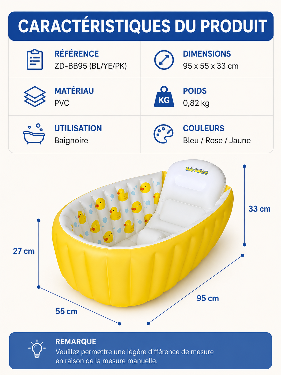 Baignoire Gonflable Bébé Portable